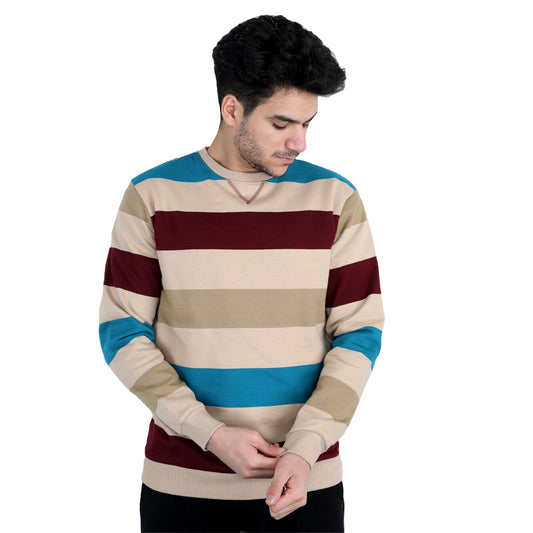 ACTIV STRIPPED R.NECK SWEATSHIT - Burgundy*Olive