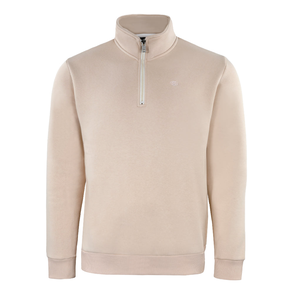 ACTIV EMB H.ZIPPER SWEATSHIRT - BEIGE