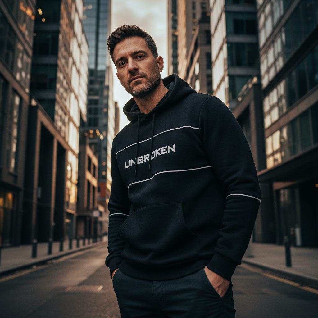 ACTIV PRINT HOODIE SWEATSHIRT - NAVY