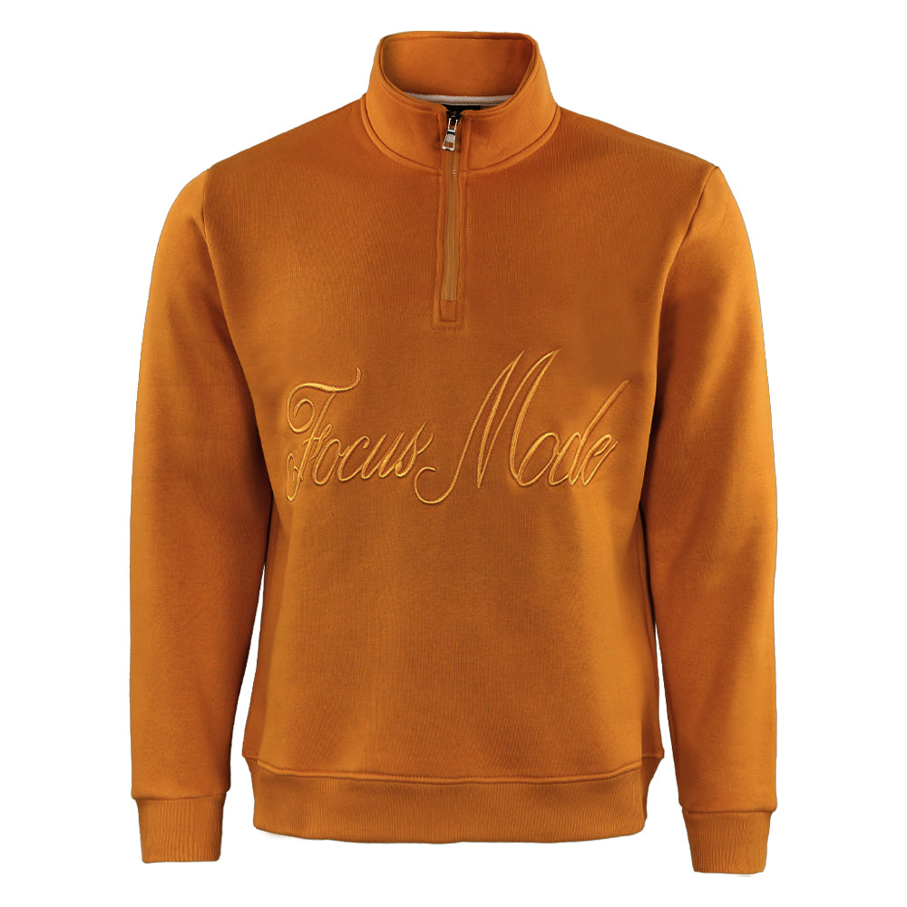 ACTIV EMB H.ZIPPER SWEATSHIRT - CAMEL