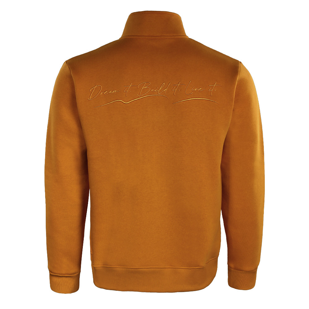 ACTIV EMB H.ZIPPER SWEATSHIRT - CAMEL