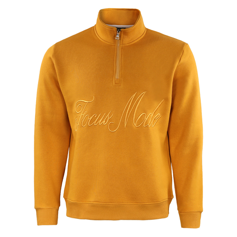 ACTIV EMB H.ZIPPER SWEATSHIRT - MUSTARD