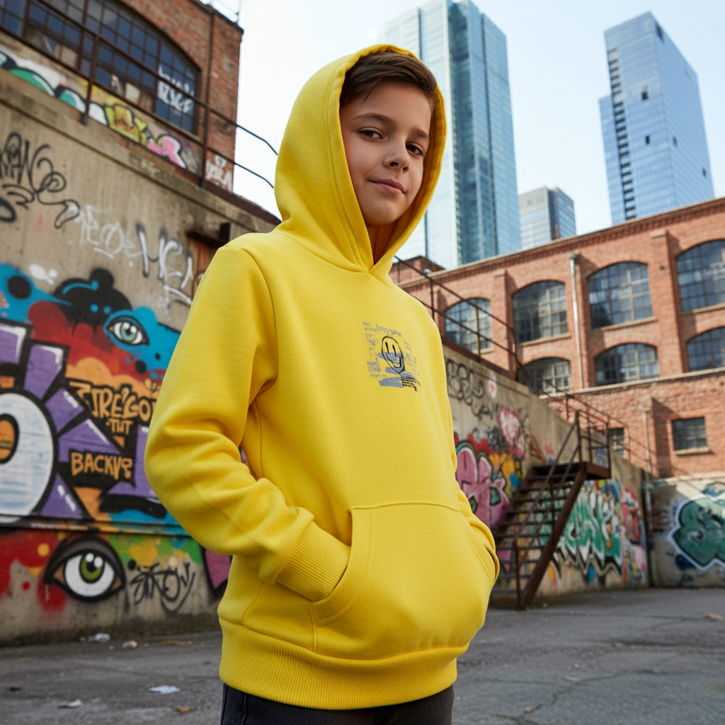 ACTIV GRAPHIC HOODIE SWEATSHIRT - YELLOW