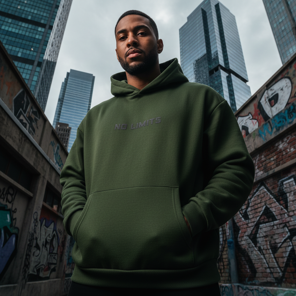 ACTIV GRAPHIC HOODIE SWEATSH - OLIVE