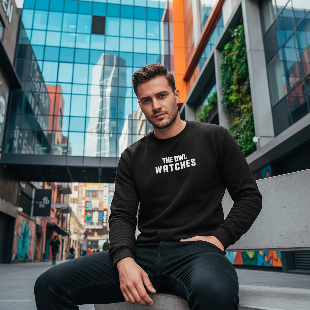 ACTIV GRAPHIC R.NECK SWEATSH - BLACK