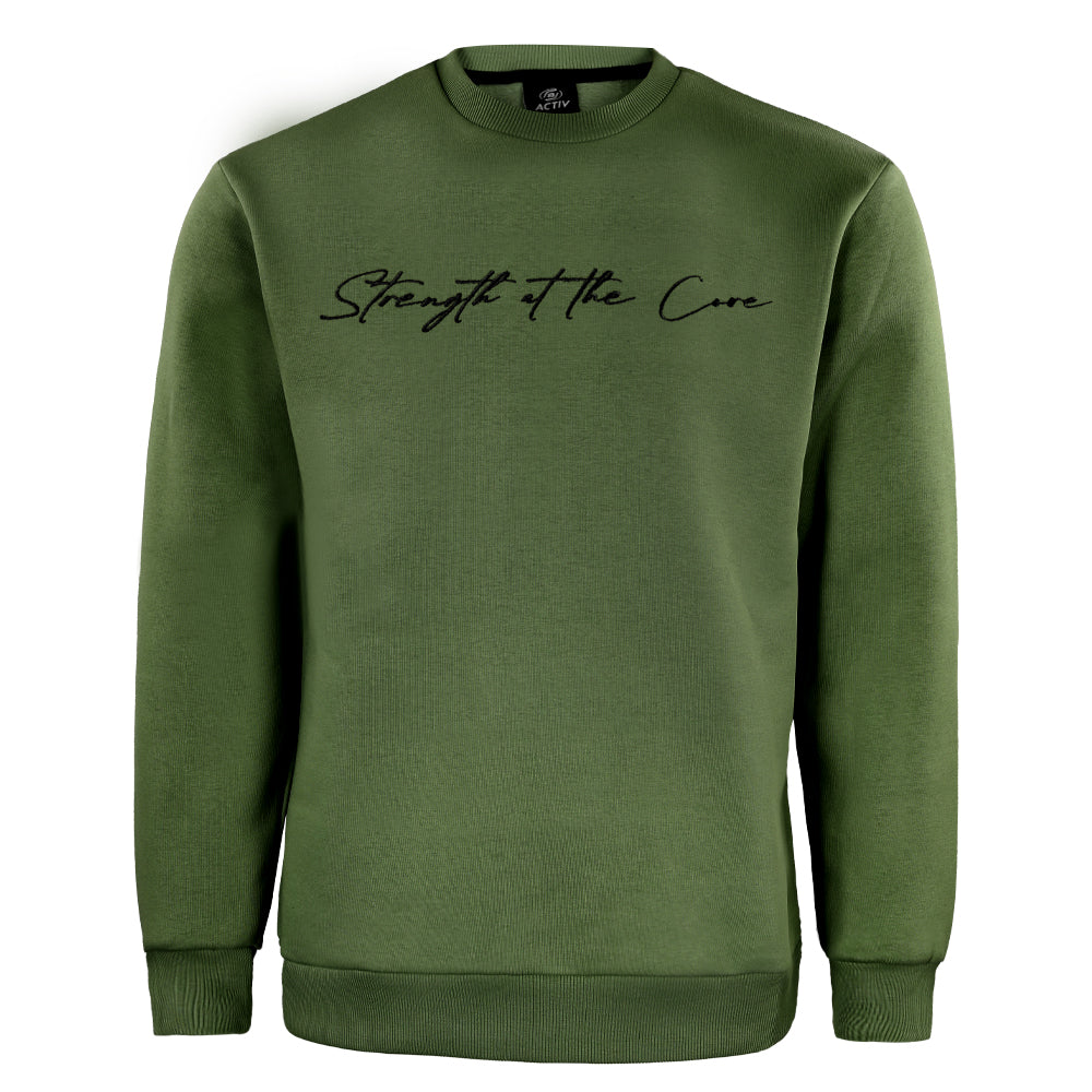 ACTIV EMB R.NECK SWEATSHIRT - OLIVE