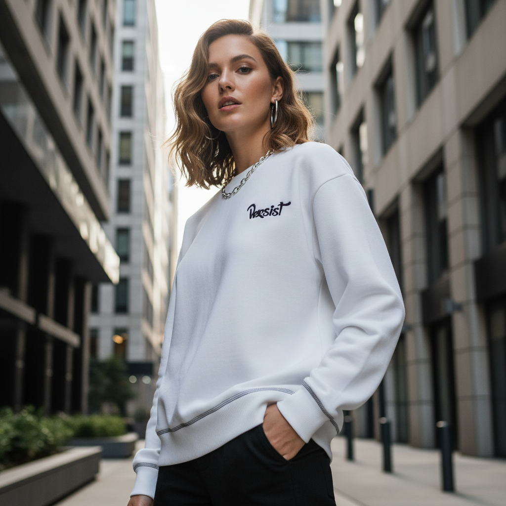 ACTIV BASIC R.NECK SWEATSHIRT - WHITE