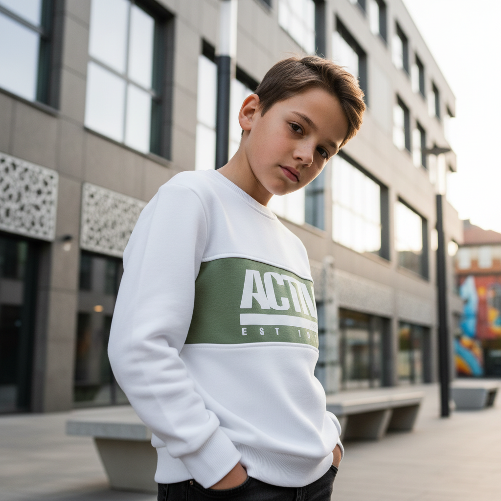 ACTIV CROW R.NECK SWEATSH - WHITE