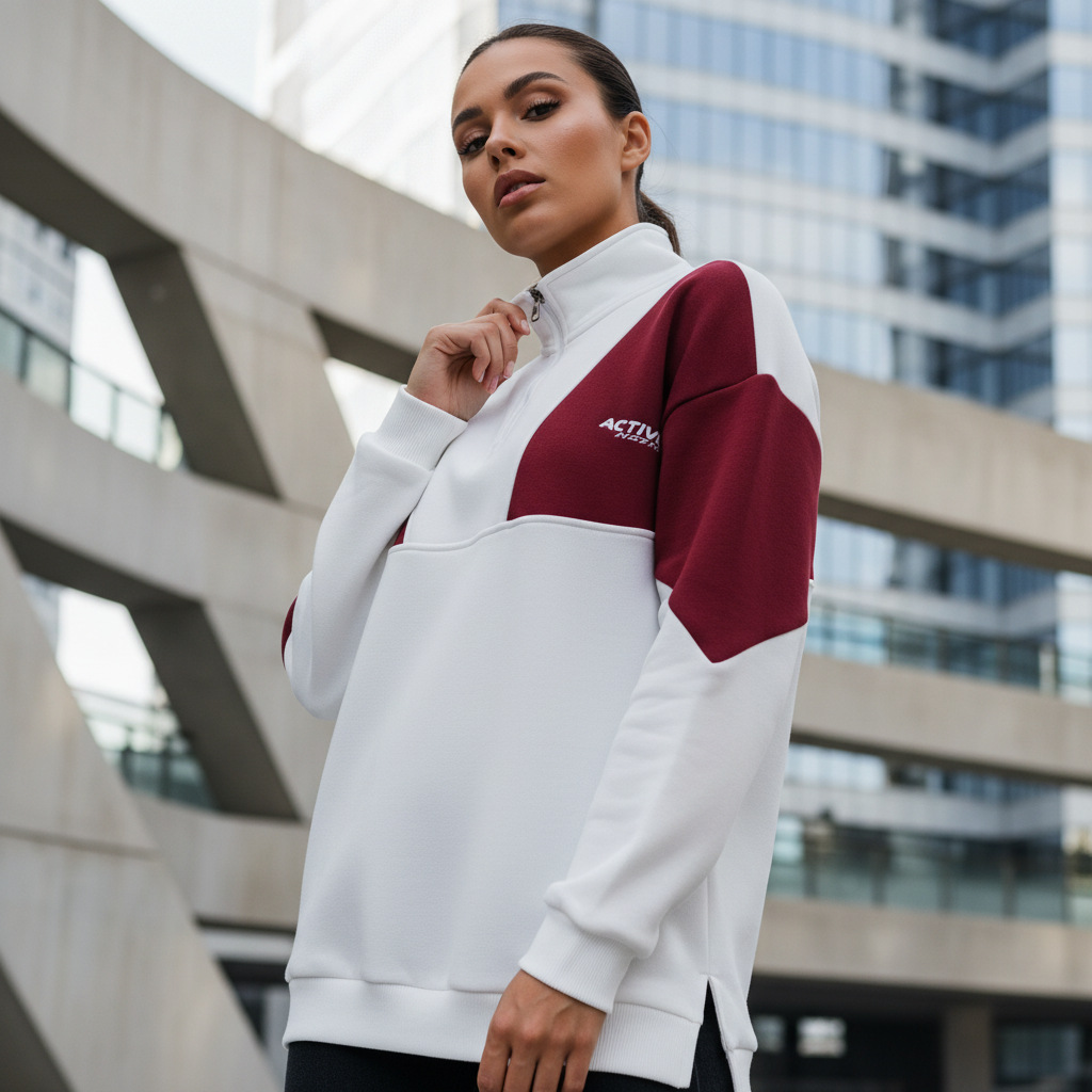 ACTIV CROW H.ZIPPER SWEATSHIRT - OFFWHITE