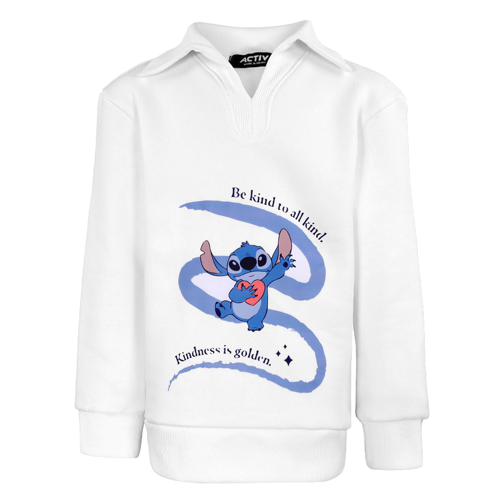 ACTIV GRAPHIC V.NECK SWEATSH - WHITE