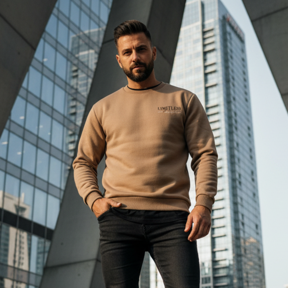 ACTIV EMB R.NECK SWEATSHIRT - D.BEIGE - Activ Abou Alaa