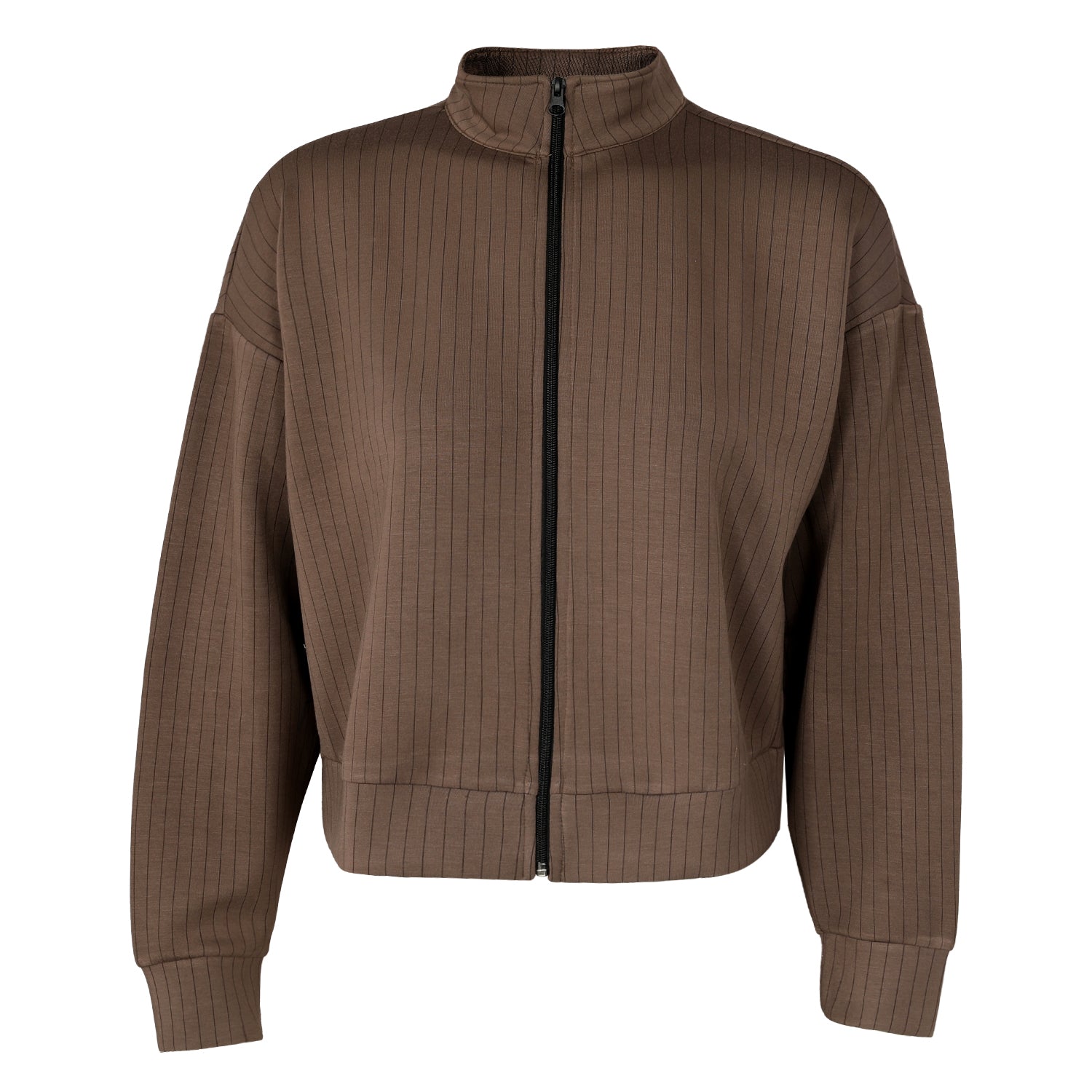 ACTIV STRIPPED ZIPPER SWEATSH - BROWN
