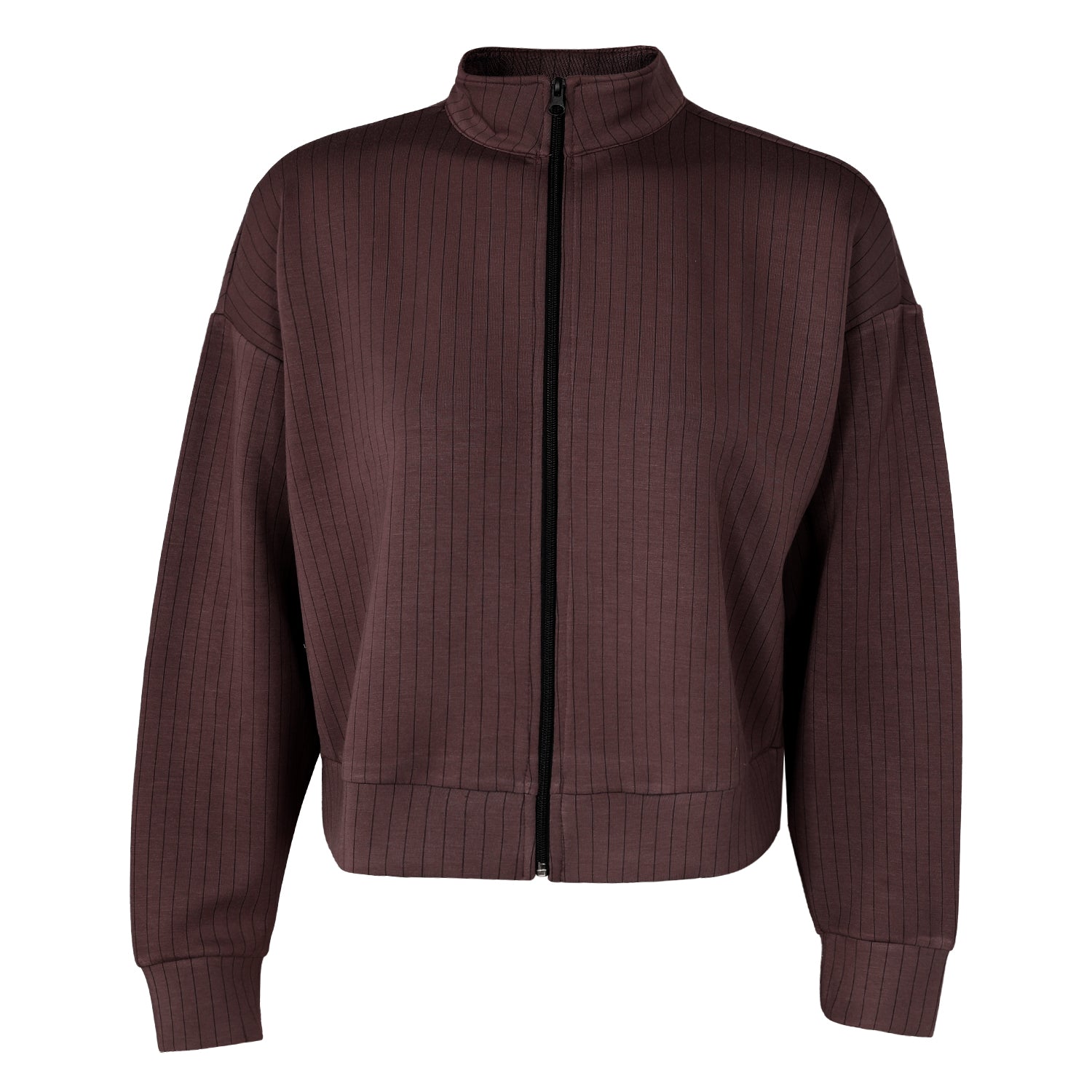 ACTIV STRIPPED ZIPPER SWEATSH - BORDEAUX