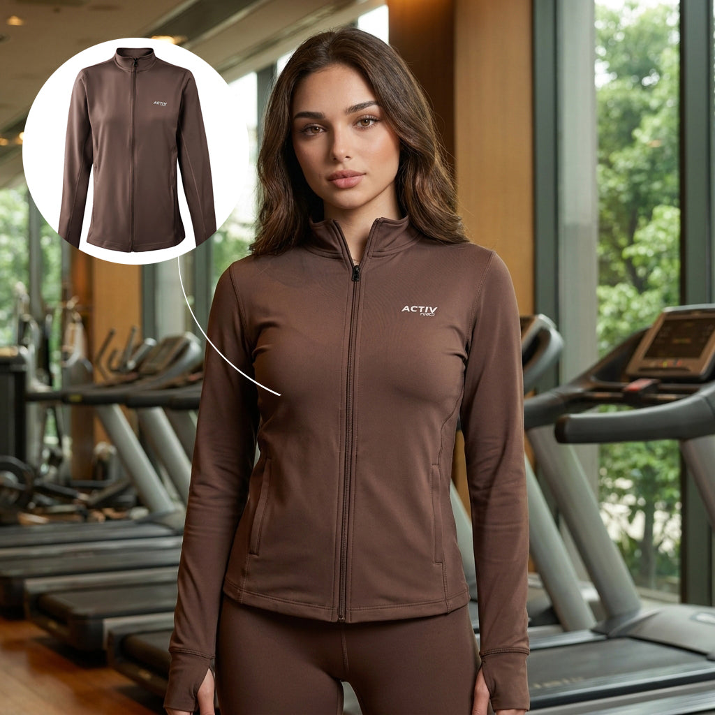 ACTIV BASIC ZIPPER TRACKTOP - BROWN
