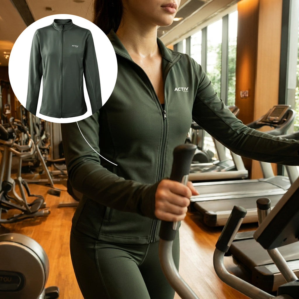 ACTIV BASIC ZIPPER TRACKTOP - D.OLIVE