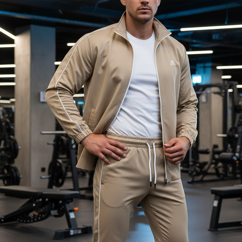 ACTIV BASIC ZIPPER TRACKSUIT - BEIGE