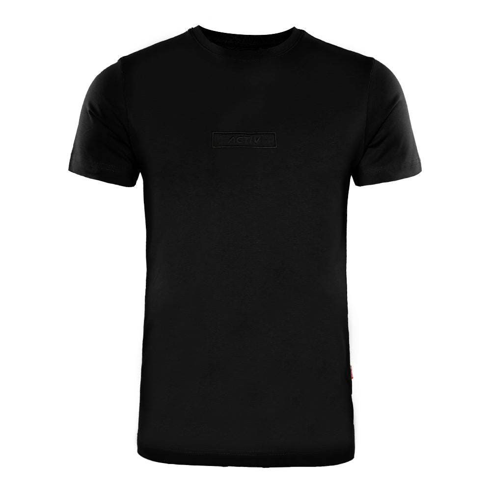 ACTIV EMB R.NECK T-SHIRT - BLACK
