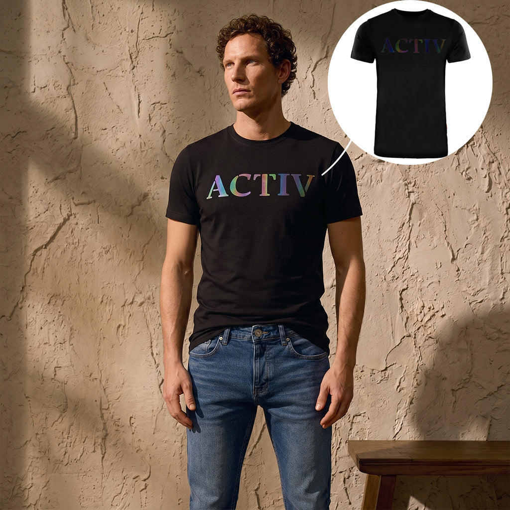 ACTIV PRINT R.NECK T-SHIRT - BLACK