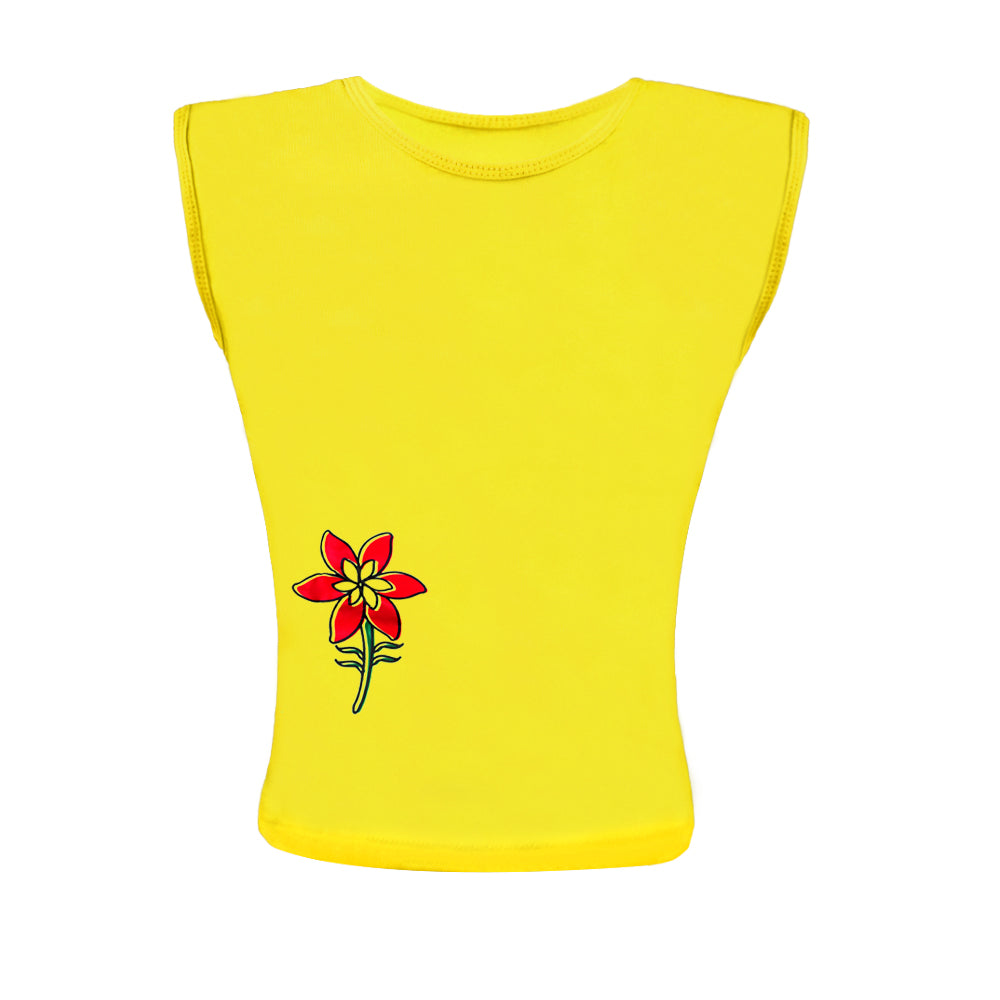 ACTIV CROP-TOP R.NECK T-SHIRT - YELLOW