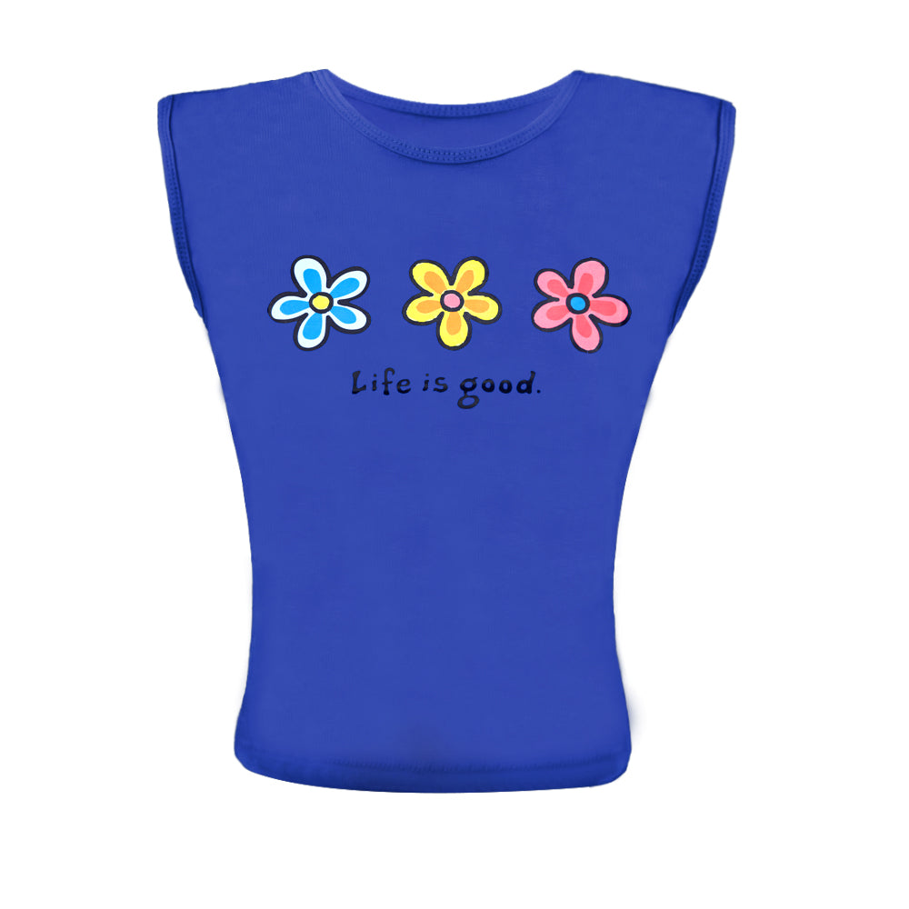 ACTIV CROP-TOP R.NECK T-SHIRT - BLUE