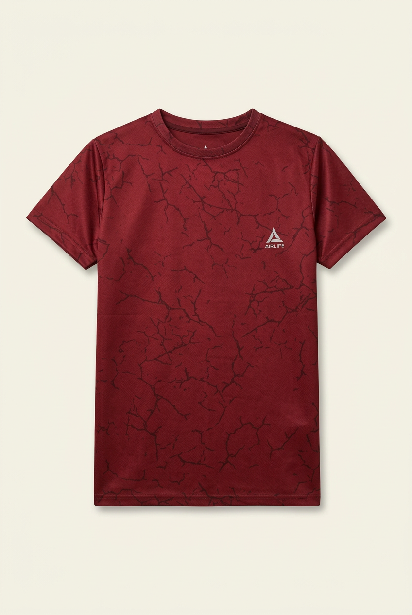 AIRLIFE F.COVER R.NECK T-SHIRT - BURGUNDY