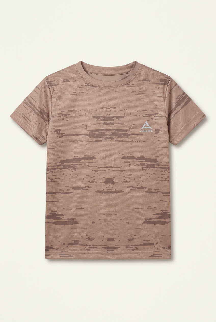 AIRLIFE F.COVER R.NECK T-SHIRT - CAFE
