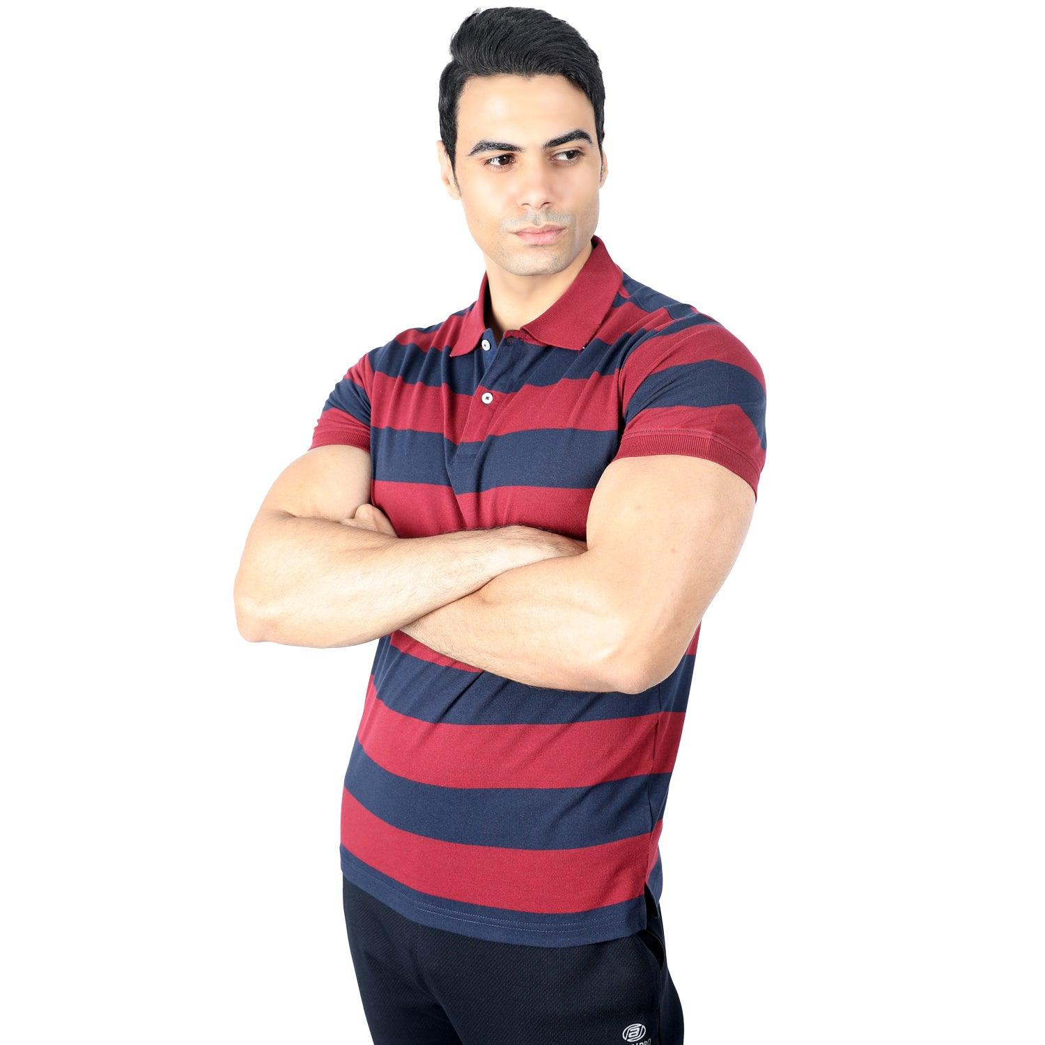 Striped Polo Shirt - Navy (6266537312456)
