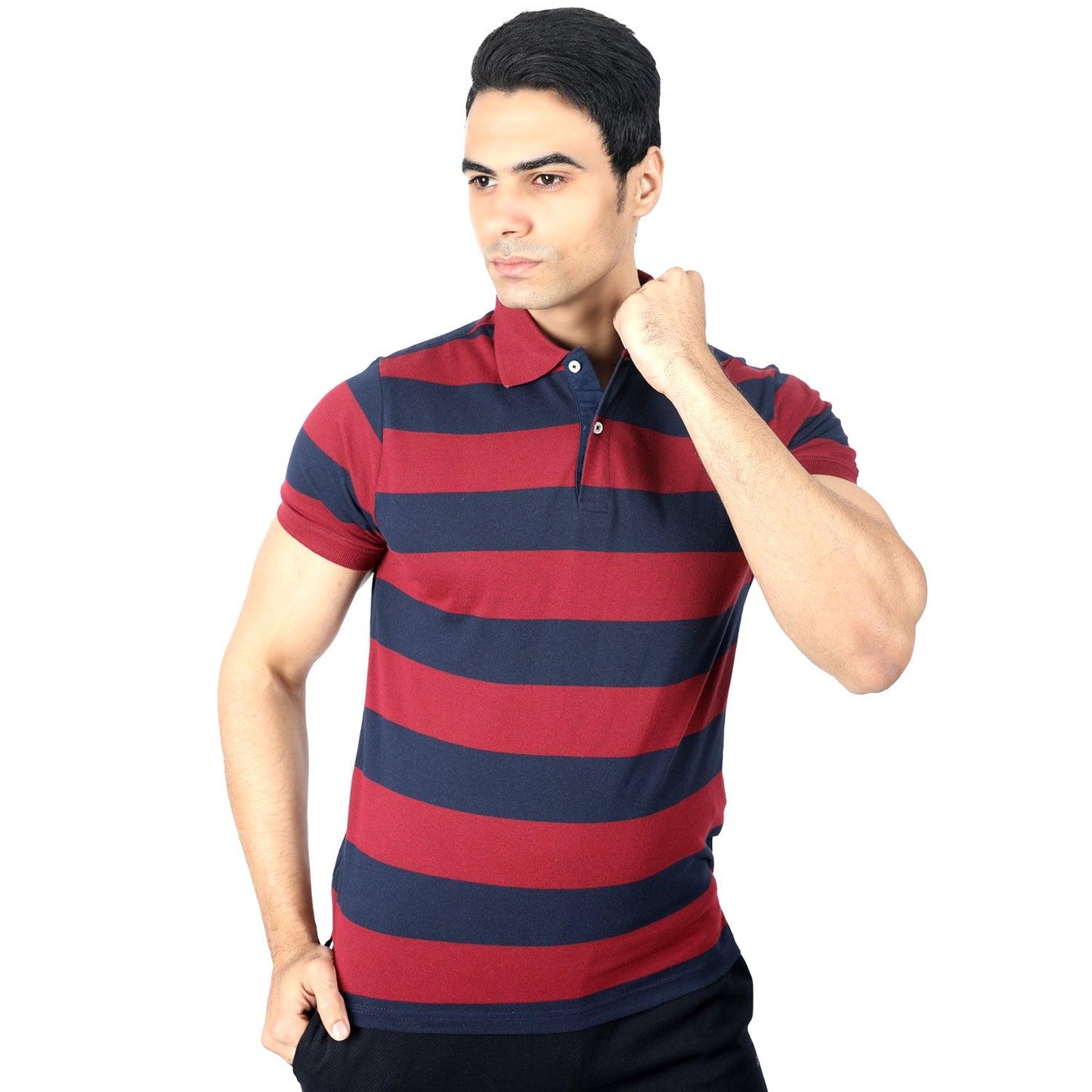 Striped Polo Shirt - Navy (6266537312456)